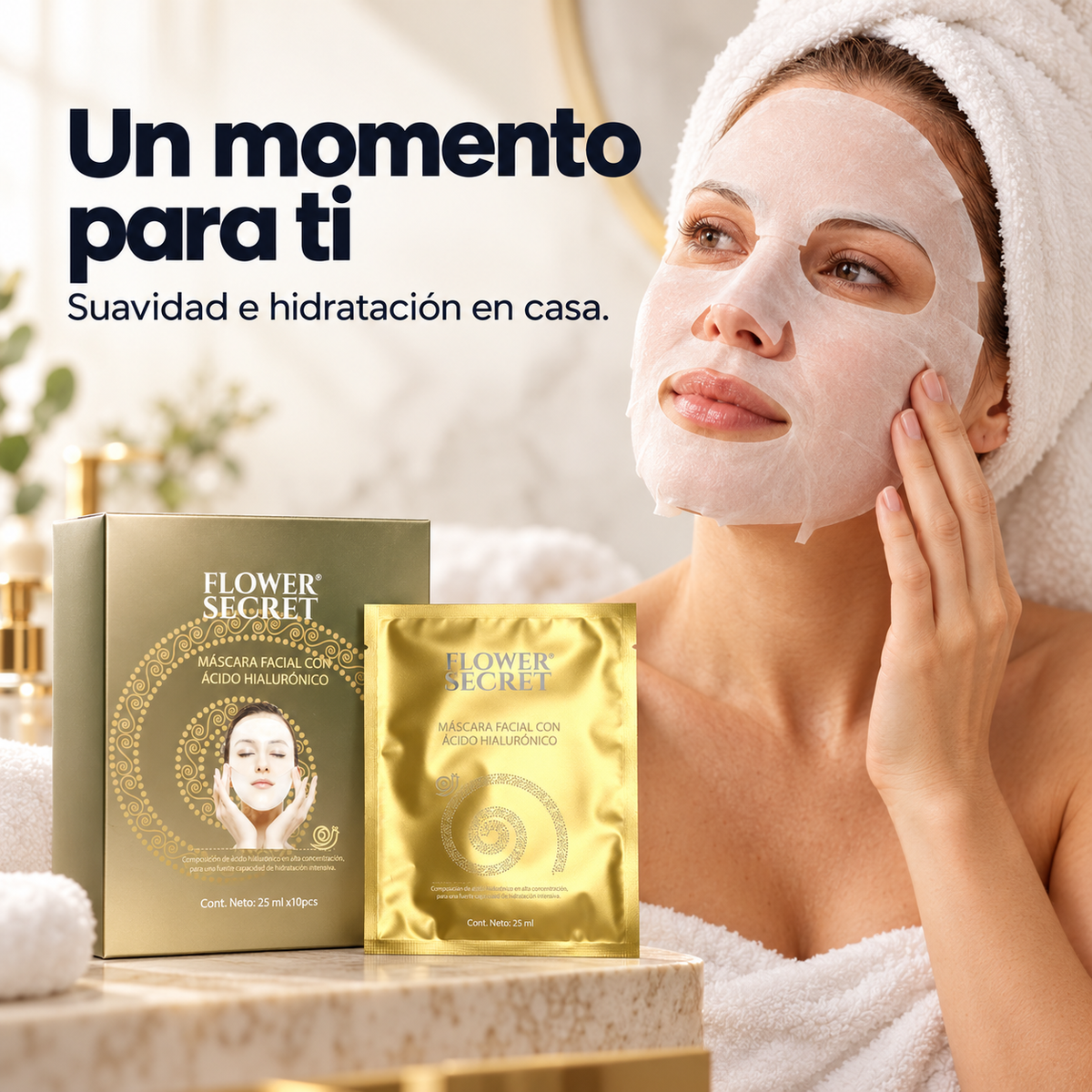 Mascara Facial con Ácido Hialurónico – Pack x10